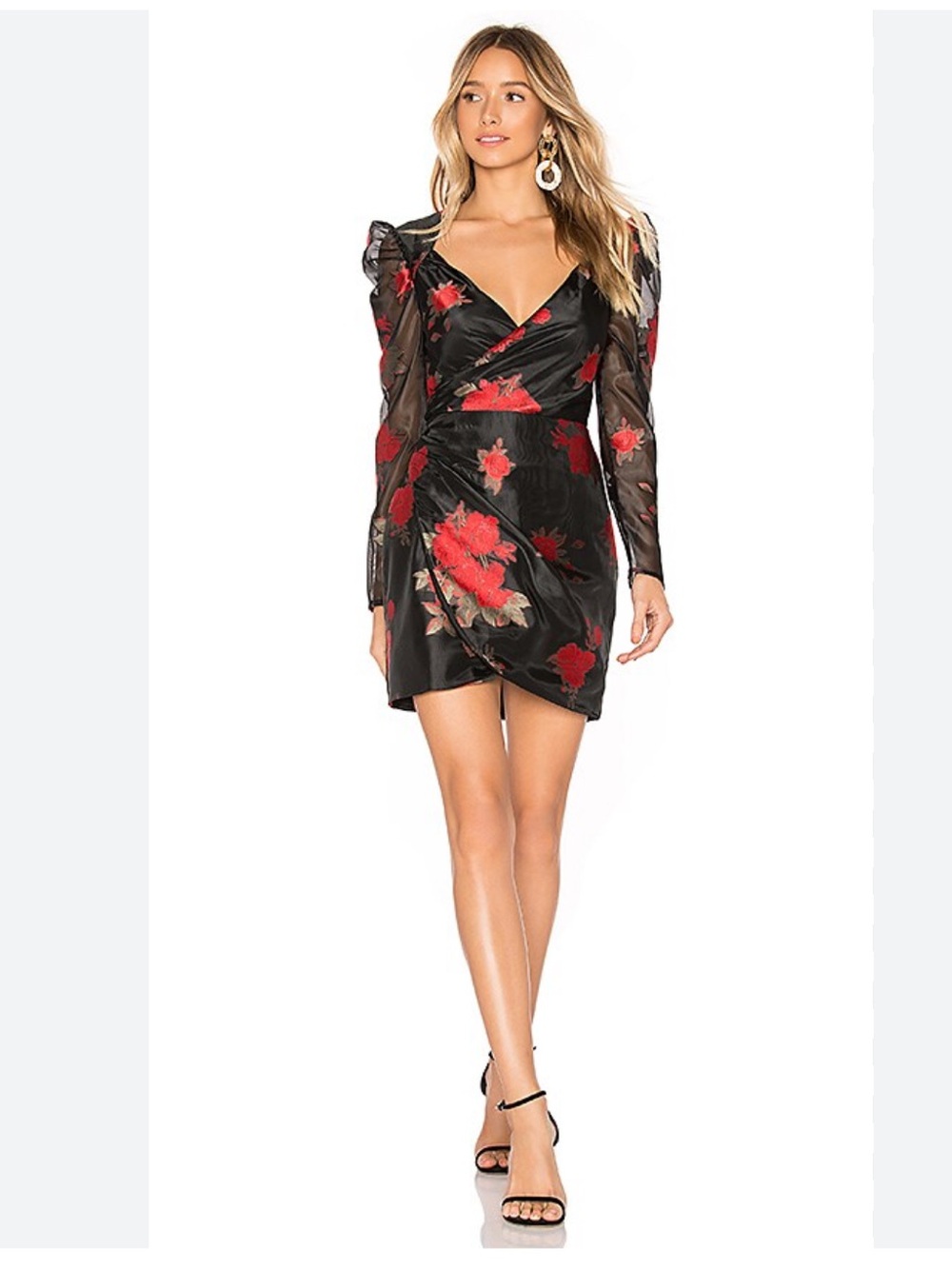 New Lovers and Friends Brant Mini Dress Floral Black Red Large